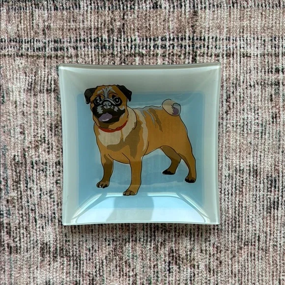Urban Outfitters Pug Glass Catchall Trinket Dish - Picture 1 of 1